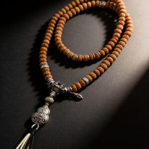 108 star moon bodhi mala bracelet with handcrafted lacquer beads